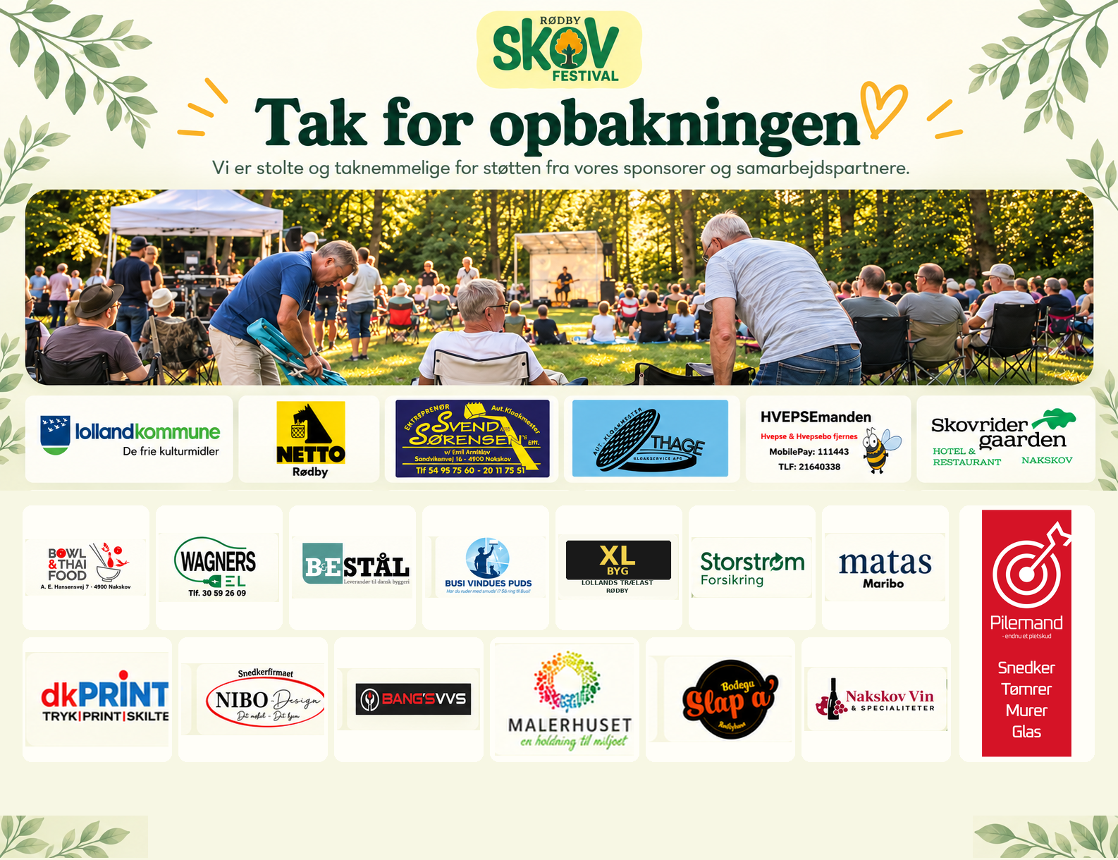 Tak for opbakningen – Rødby Skovfestival takker sine sponsorer og samarbejdspartnere